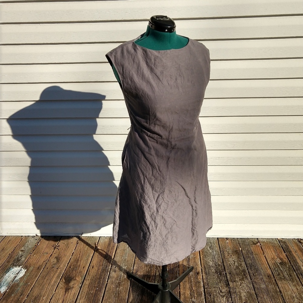 Uniqlo gray A-line linen dress size large
